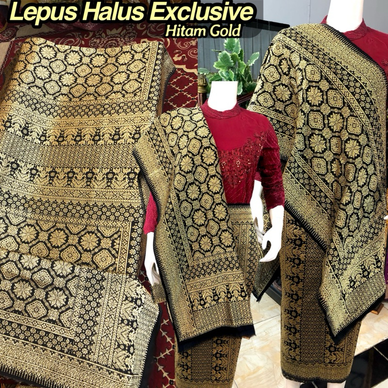 Songket Lepus Halus Motif Exclusive BEST DEAL Gebeng Hitam Gold /Songket Tenun Palembang asli Tenun 