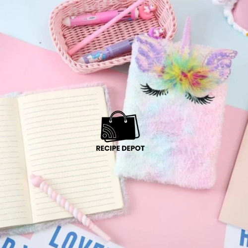 

Notebook Buku Tulis Catatan Agenda Diary Perlengkapan Anak Sekolah Mini Book Sampul Motif Bulu Unicorn Lucu