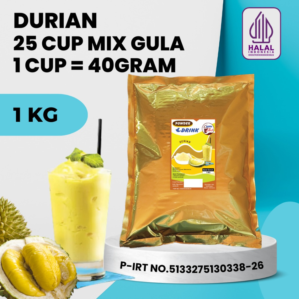 

Powder DURIAN 1 KG - Bubuk Minuman Rasa Buah / Powder Drink Duren