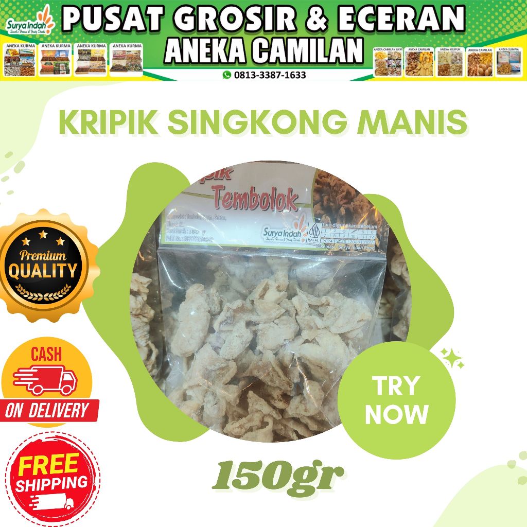 

Keripik Tembolok 150gr kwalitas premium packiSurya Indah Jombang