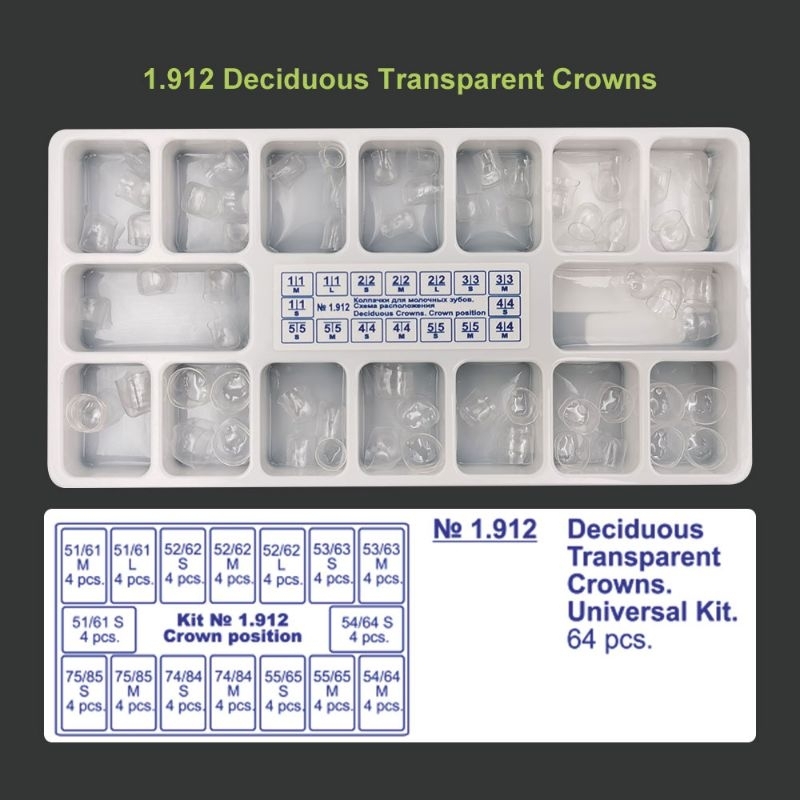 Anterior Posterior Transparent Crown Form Deciduous gigi Anterior Posterior anak gigi susu isi 64pcs