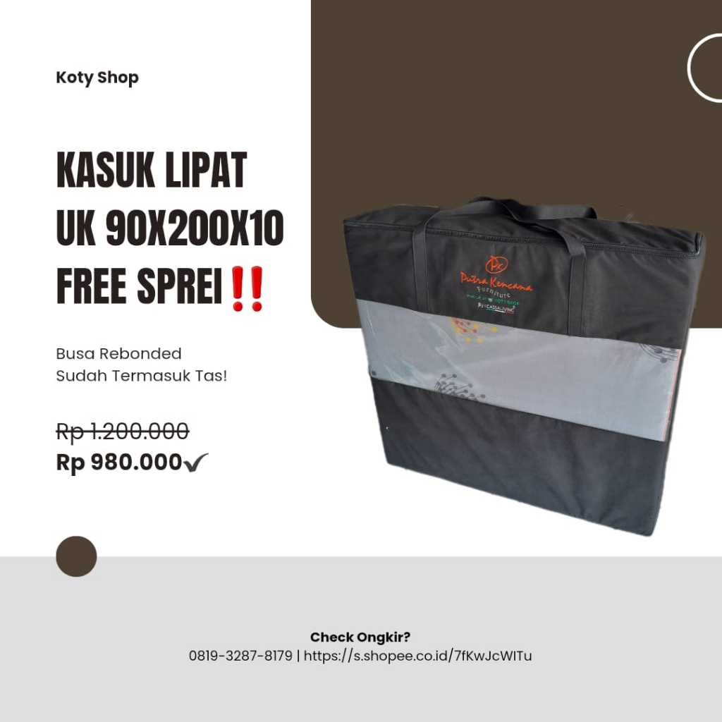 Kasur Busa Lipat / Kasur Piknik / Kasur Busa Rebonded / Kasur Lantai Ukuran 90x200x10