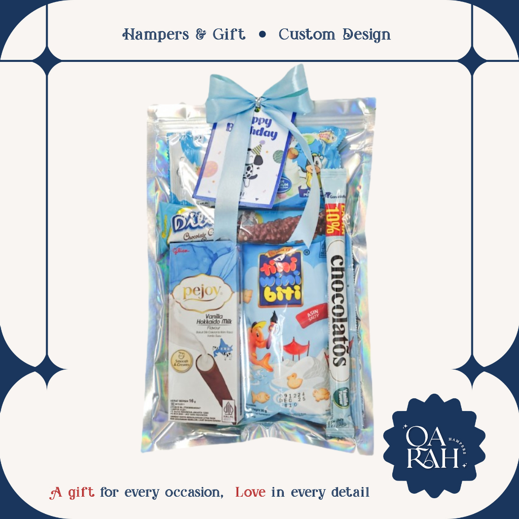 

QARAHHAMPERS BASIC SIZE L BIRU | BINGKISAN SNACK ULANG TAHUN HAMPERS ANAK GIFT FREE CUSTOM LABEL PITA KARTU HAPPY BIRTHDAY GRADUATION LULUS TERIMA KASIH ACARA ULTAH KHITAN BLUE HAMPER MURAH PLASTIK HELLO PANDA GERY KALPA DUOSUS WAFER KUE COKLAT CHOCOLATE