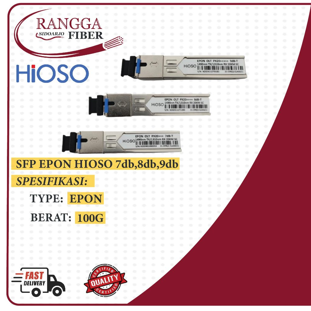 SFP EPON HIOSO MODULE Px20+++ 7db, 8db, 9db