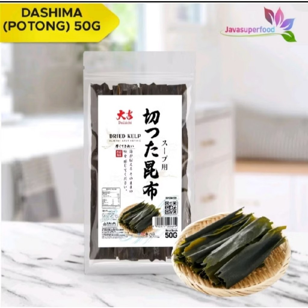 

Dried Kelp Seaweed - Rumput Laut Kering - Kombu Konbu - Dashima Potong - 50g - Halal