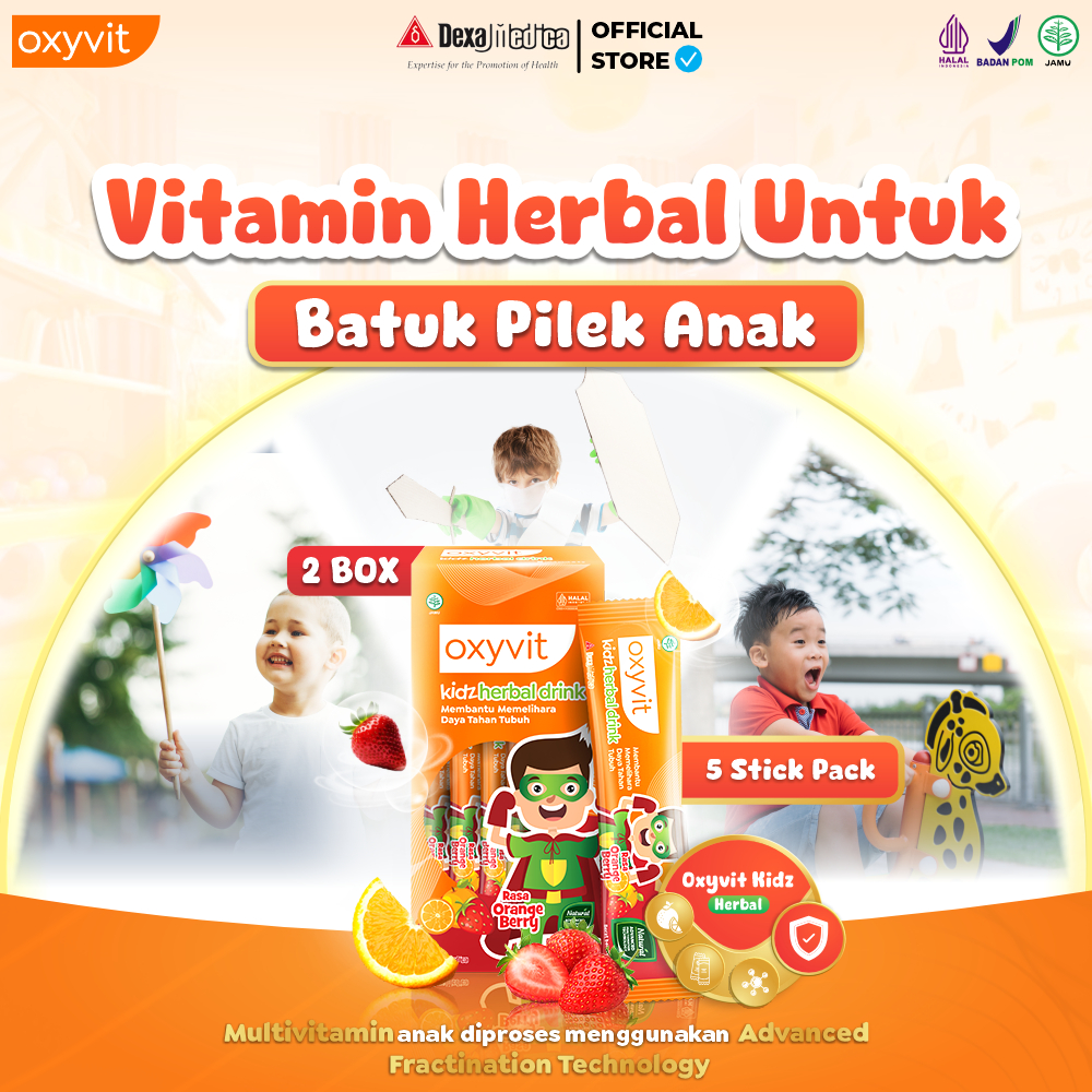 

2 Box Oxyvit Kidz Herbal Drink - Vitamin Herbal Untuk Batuk Pilek Anak - Rasa Orange Berry