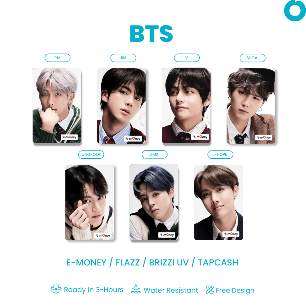 Kartu E-Money BTS Photo Card eMoney BTS Member eToll Army Mandiri Bangtan Idol Kpop Merchandise Fans