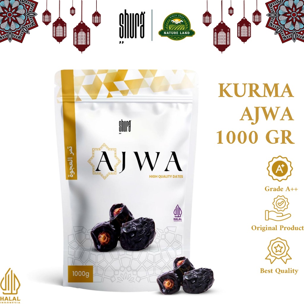 

Shura Kurma Ajwa Premium 1kg Kurma Nabi Kemasan Pouch High Quality 100%