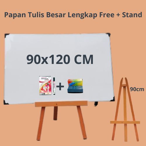 

Papan Tulis Besar 90x120 cm + Standing / Penyangga Tinggi 90 cm / Papan Tulis Gratis Spidol Penghapus