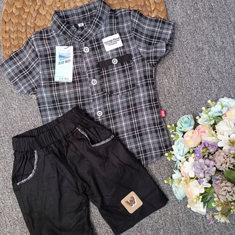 AISON Set flanel celpen 1-6th / set kemeja hotpans AISON 1-6th / Set Kemeja kotak kotak / set kemeja