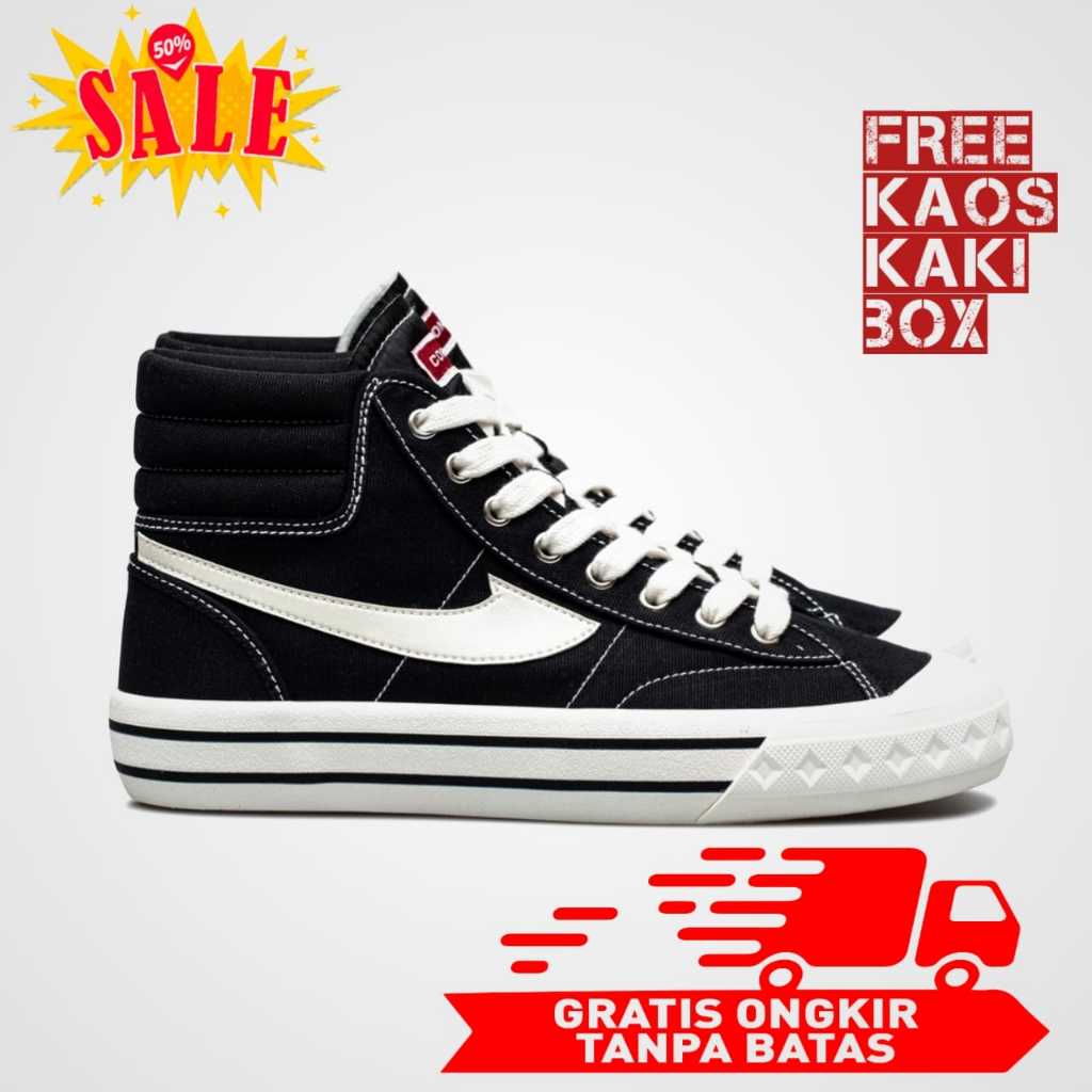 Sepatu Compass Retrograde High Black White Sepatu Sneakers Compass Hitam Putih High Quality Premium
