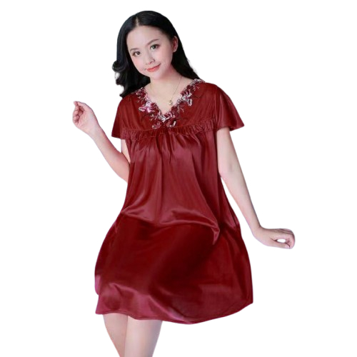 Daster Tidur Wanita Bahan Satin Brukat Ukuran Jumbo