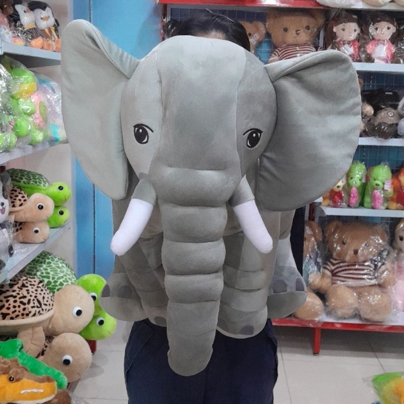 Boneka Gajah Besar Elephant Jumbo Abu-abu Bahan Halus & Lembut
