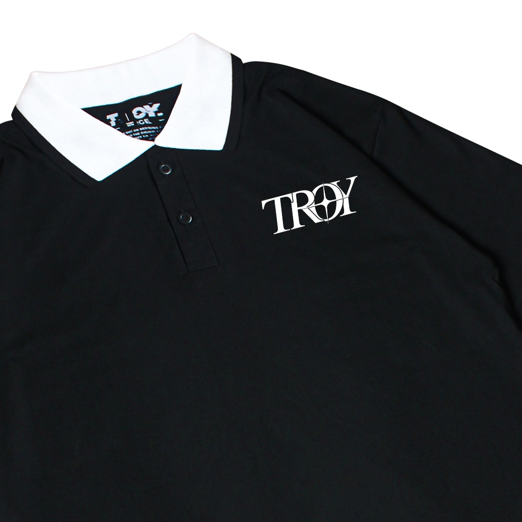 Troy Company Cotton Rugby Polo Shirt Black Sparkle - Kaos Polo Hitam PR 3004
