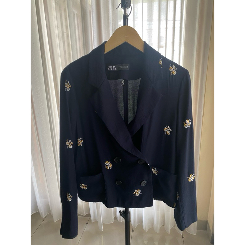 Blazer Zara motif bordir bunga (Preloved Zara)