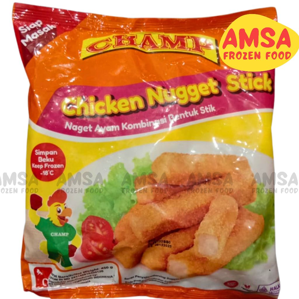 

Champ Chicken Nugget Stick 450 gr / Nuget Ayam Stik 450gr / Naget Ayam Bentuk Stik