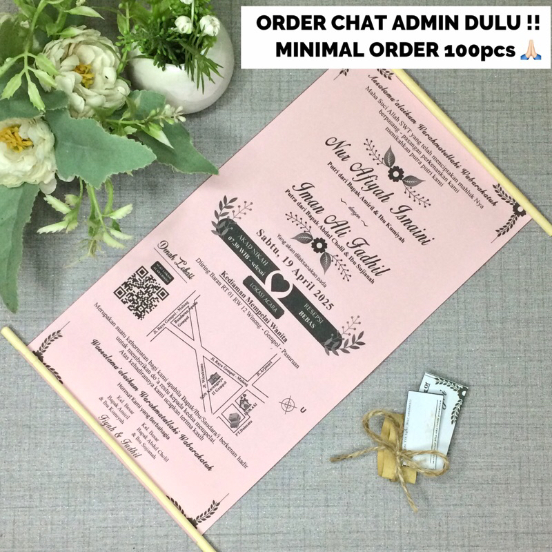 Undangan Pernikahan Murah/Undangan Gulung/Undangan Kayu/Undangan Rustic/Undangan Aesthetic/Undangan 