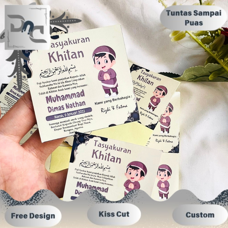 

2-4 Sticker Kotak Tasyakuran Khitanan Stiker Syukuran Walimatul Khitan Sunatan Free Desain Custom