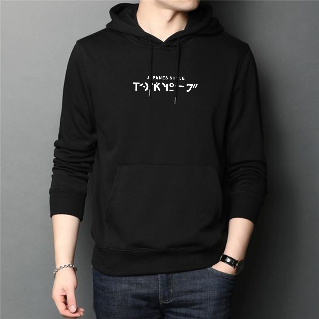 Sweater Hoodie Pria Full Black Original Jaket Hoodie Japanes Cowok Kekinian Suiter Hodie Cowo Keren 