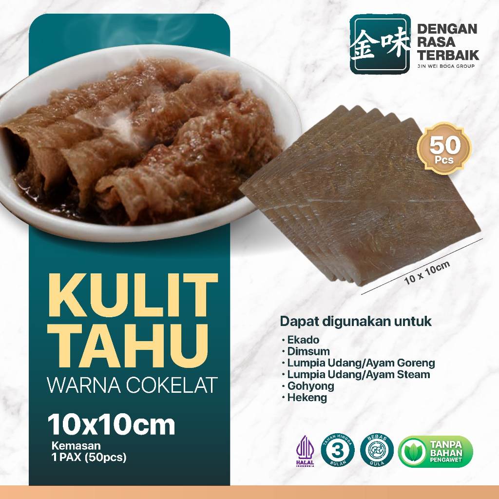 

DRT - KULIT TAHU COKLAT TAWAR UK 10x10 ISI 50PCS HALAL | KULIT LENTUR UNTUK LUMPIA AYAM,HEKENG,EKADO