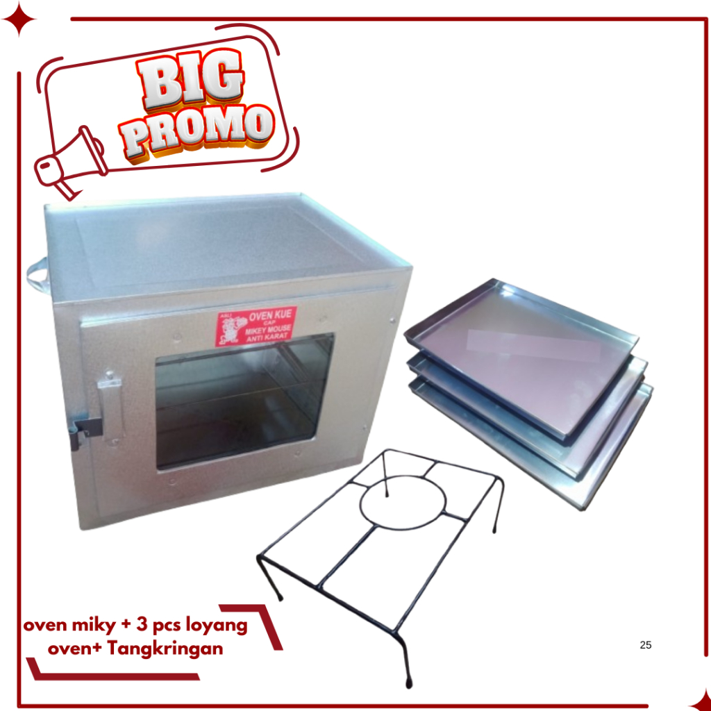 Oven Kompor Miky 3 Susun Plus Loyang / Oven Kue / Oven Tangkring Kompor Gas