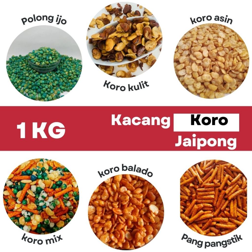 

Kacang Jaipong 1kg Kacang koro campur Kacang Kangoro Mix Asin Balado Polong Ijo