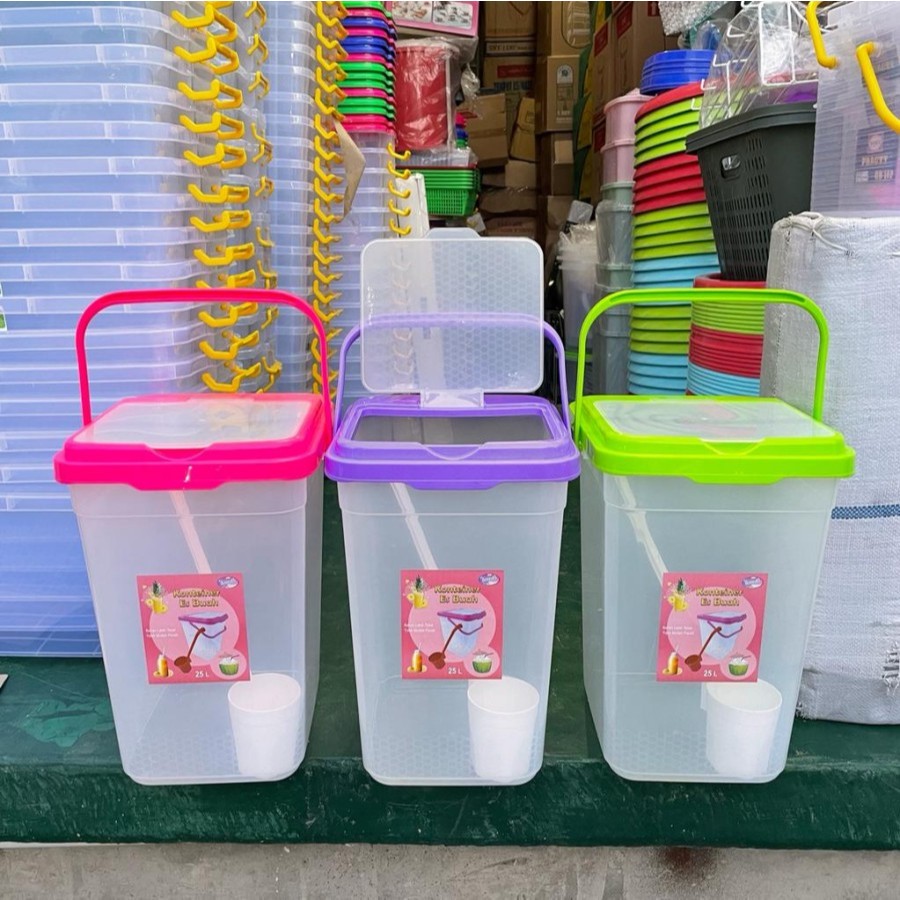 Toples Es Buah + Gayung Lovenia 15 Liter Aquarium Es Buah Kontainer Es Buah Wadah Es Buah BATAM