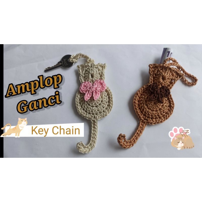 

Amplop lebaran / Angpau Rajut. Gantungan Kunci.
