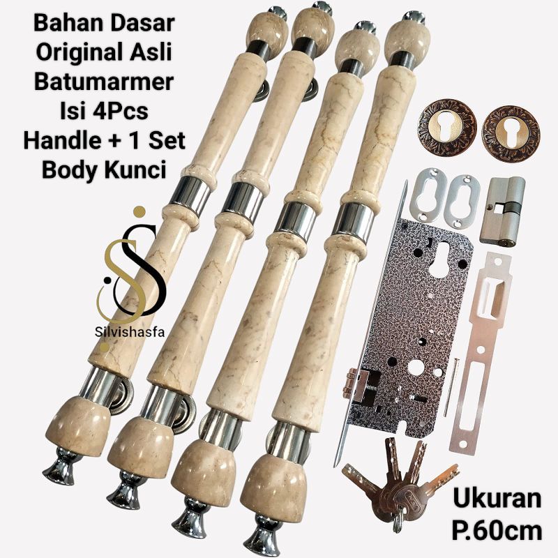 Handle Set Kunci 2 Pintu Rumah Minimalis Batu Marmer Asli 60cm 50cm 40cm Kupu Tarung Mewah Klasik