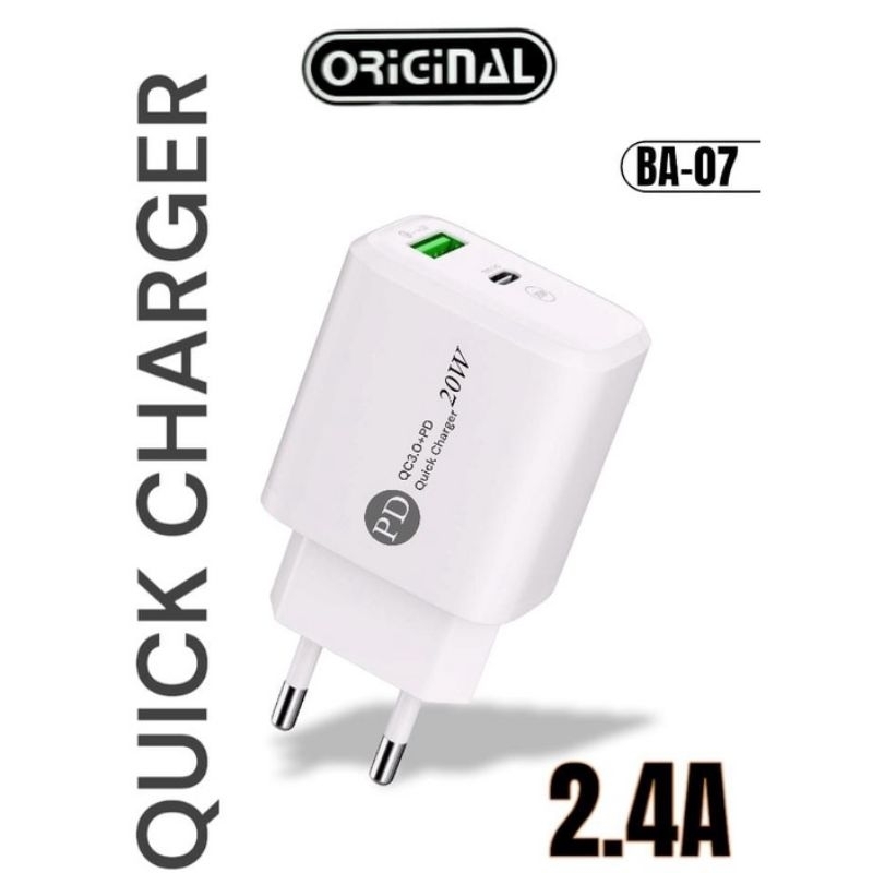 Travel Charger Fast Charging 20W QC 3.0 + PD Original Type BA-07/BERKAH SHOPPING MALL BATAM