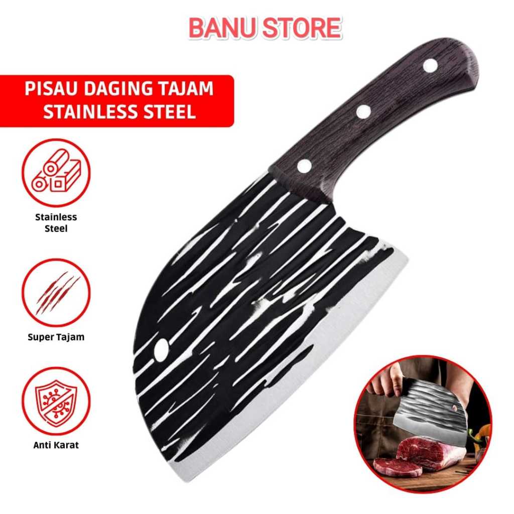 Pisau Dapur Daging Super Tajam Baja Anti Karat