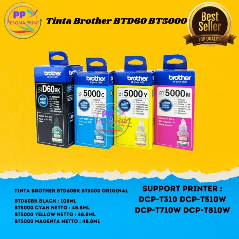 Tinta Brother BTD60 BT5000 For Printer DCP-T310 DCP-T510 DCP-T710 Original