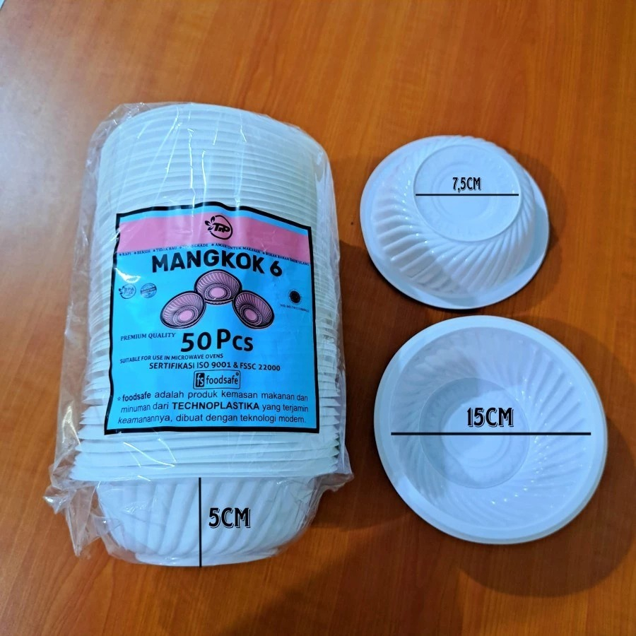 [ 50 PCS ] Mangkok 6 Ulir Technoplastika Mangkok Plastik Sekali Pakai Mangkok Bakso Ulir Food Grade
