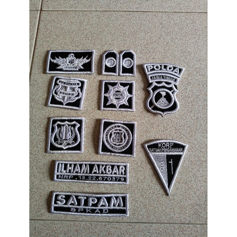 atribut satpam timbul, atribut satpam serba putih, atribut security serba putih, atribut satpam timb