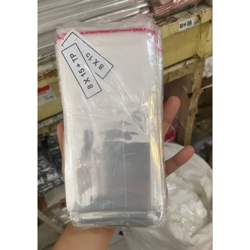 

Plastik OPP ukuran 8 x 15 isi 100 lembar