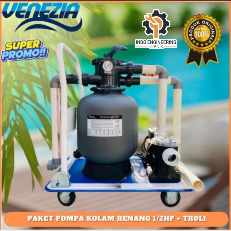 Paket Pompa Vacum Kolam Renang Portable Troli Mesin Pompa Kolam Renang