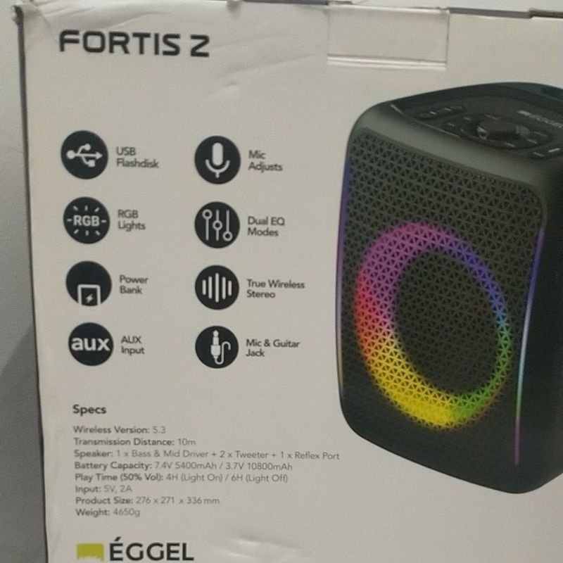 Eggel Fortis 2 Portable Party Speaker with RGB Lights