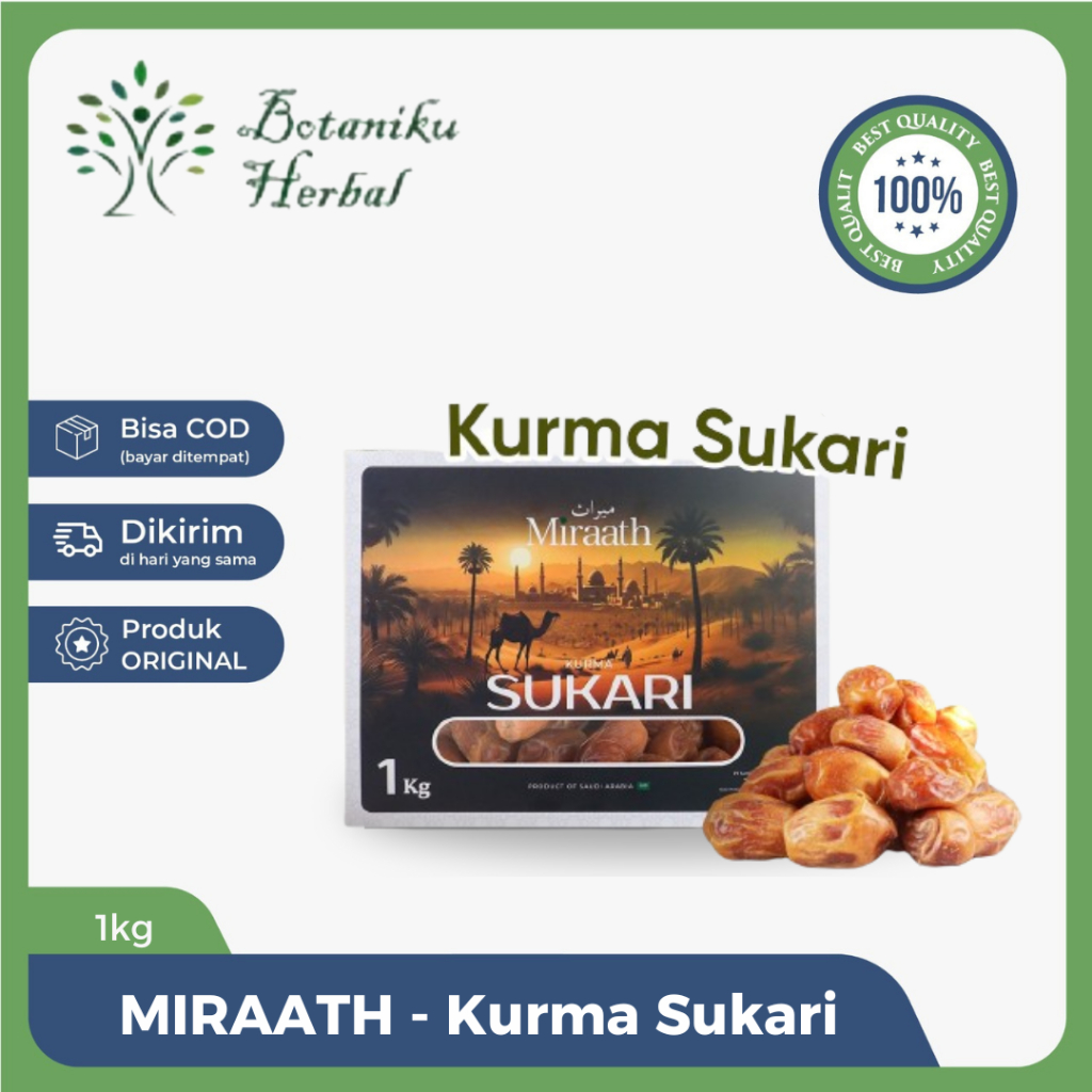 

MIRAATH - Kurma Sukari Sukkari Sukkary Dates Original Fresh Asli 1 kg