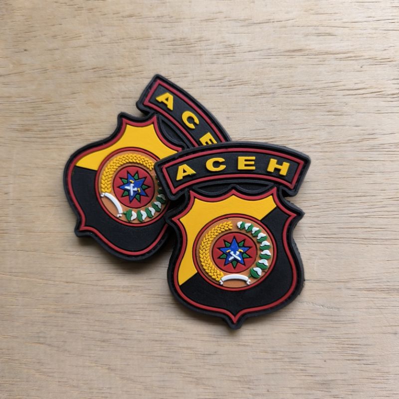 patch rubber logo polda aceh tempelan emblem aksesoris karet