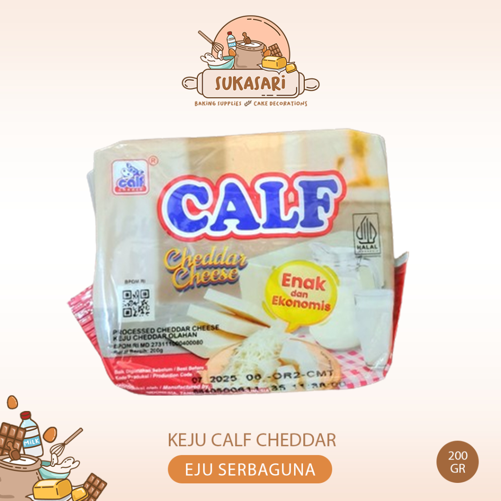 

Calf Keju Cheddar 200gr Keju Parut Serbaguna Cheese