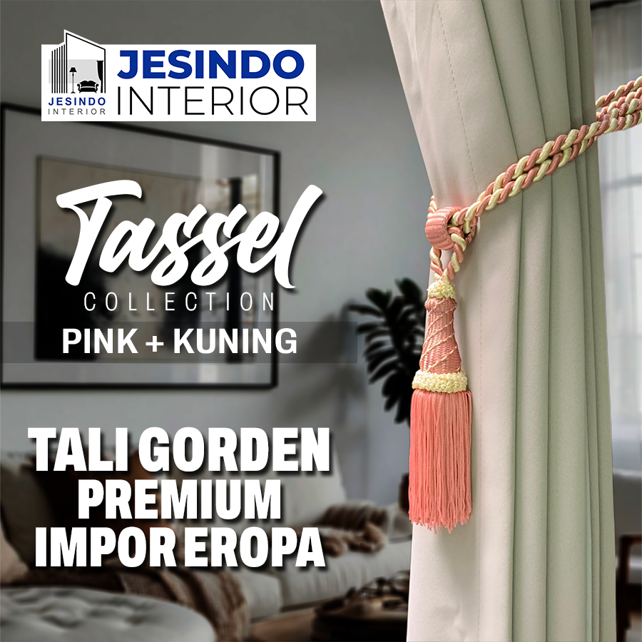 Tali Ikatan Gorden Gordyn Tassel Mewah Import Eropa Warna PINK + KUNING
