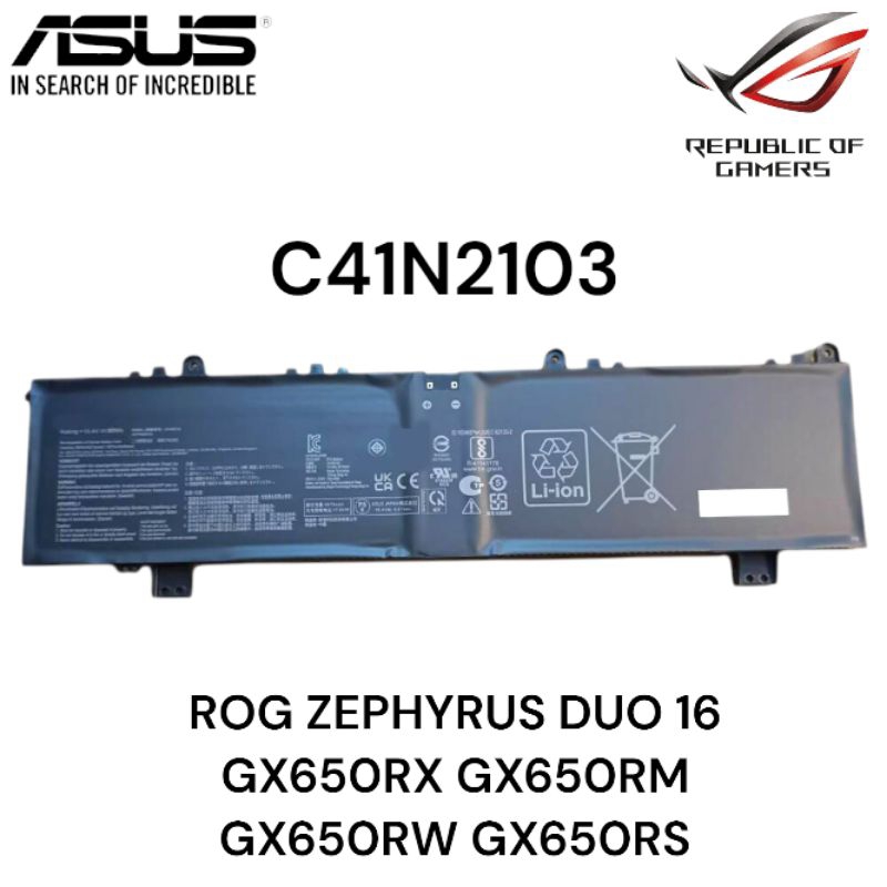 Baterai Asus Rog Zephyrus duo 16 gx650rw gx650rs gx650rx gx650rm c41n2103 ori
