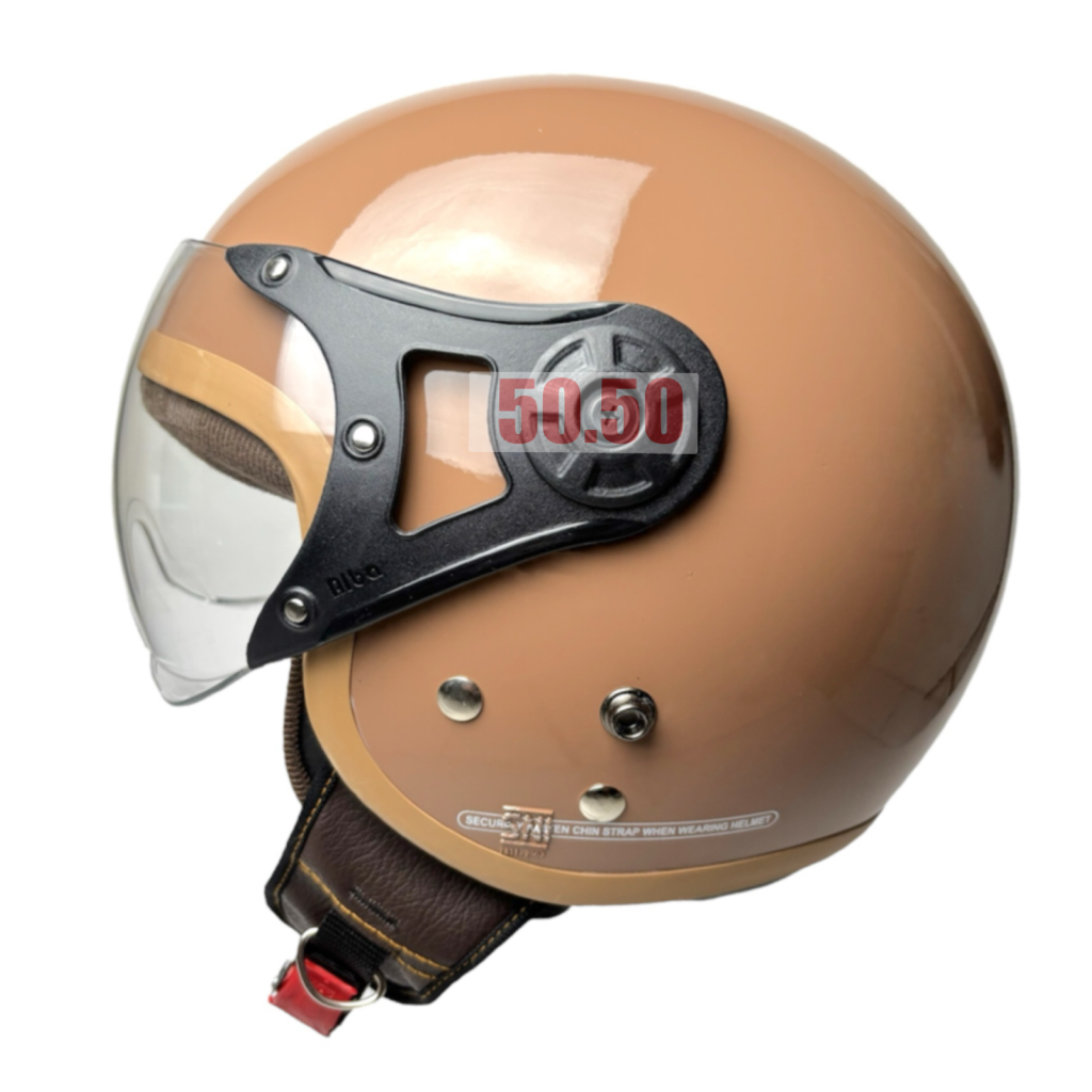 Helm Hijab Retro Dewasa Busa List Coklat