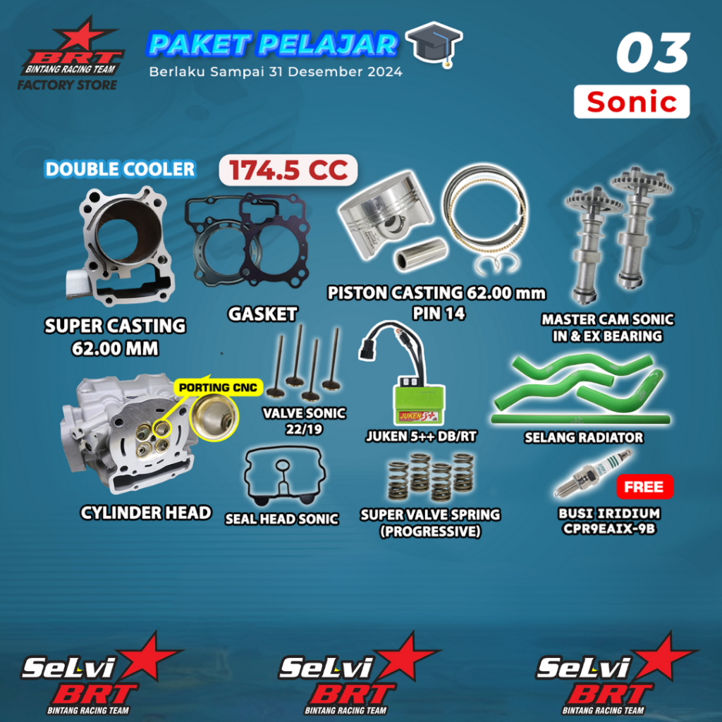 PAKET BORE UP BRT BLOK SET PISTON HEAD PORTING CNC SEAL HEAD ECU 5++ MASTER CAM NOKEN AS PER KLEP SE
