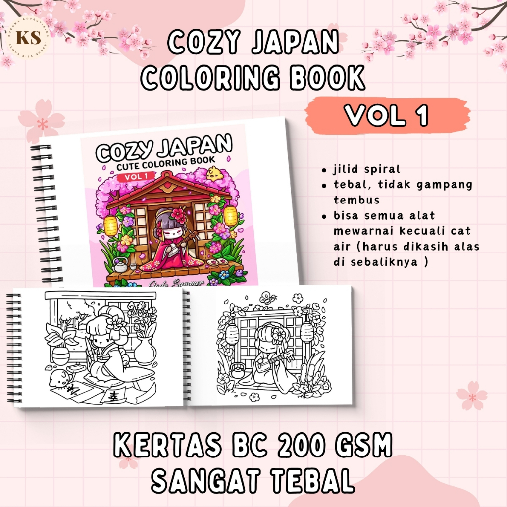 

COZY JAPAN VOL 1 Cute Coloring Book for Adults and Teens with Charming Characters and Delightful Japanese Scenes for Relaxation A4&A5