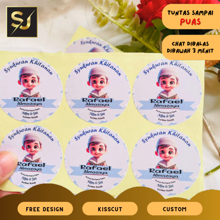 

2-6 Stiker / Kartu Label Syukuran Khitanan - Tasyakur Walimatul Khitan sticker chromo bentuk bulat