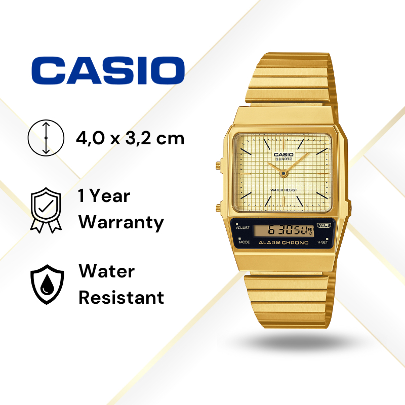 JAM TANGAN CASIO AQ-800EG-9A ORIGINAL - AQ800EG GOLD CASIO ORIGINAL