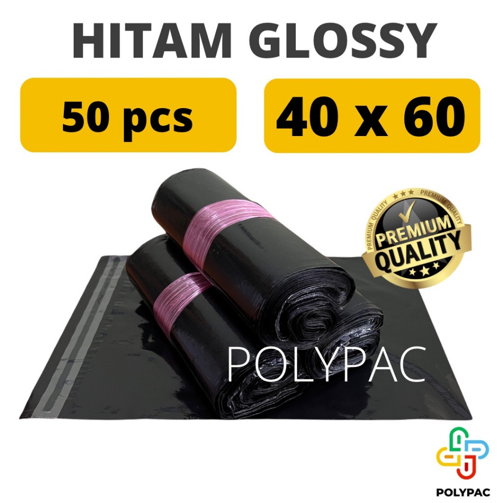 

Sy Polymailer HITAM GLOSSY [40x60] isi 50 pc - Polymailer Hitam Premium