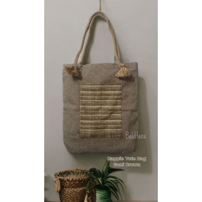 Happie Tote Bag/tas bahu/tas bali/denim/goni/kanvas