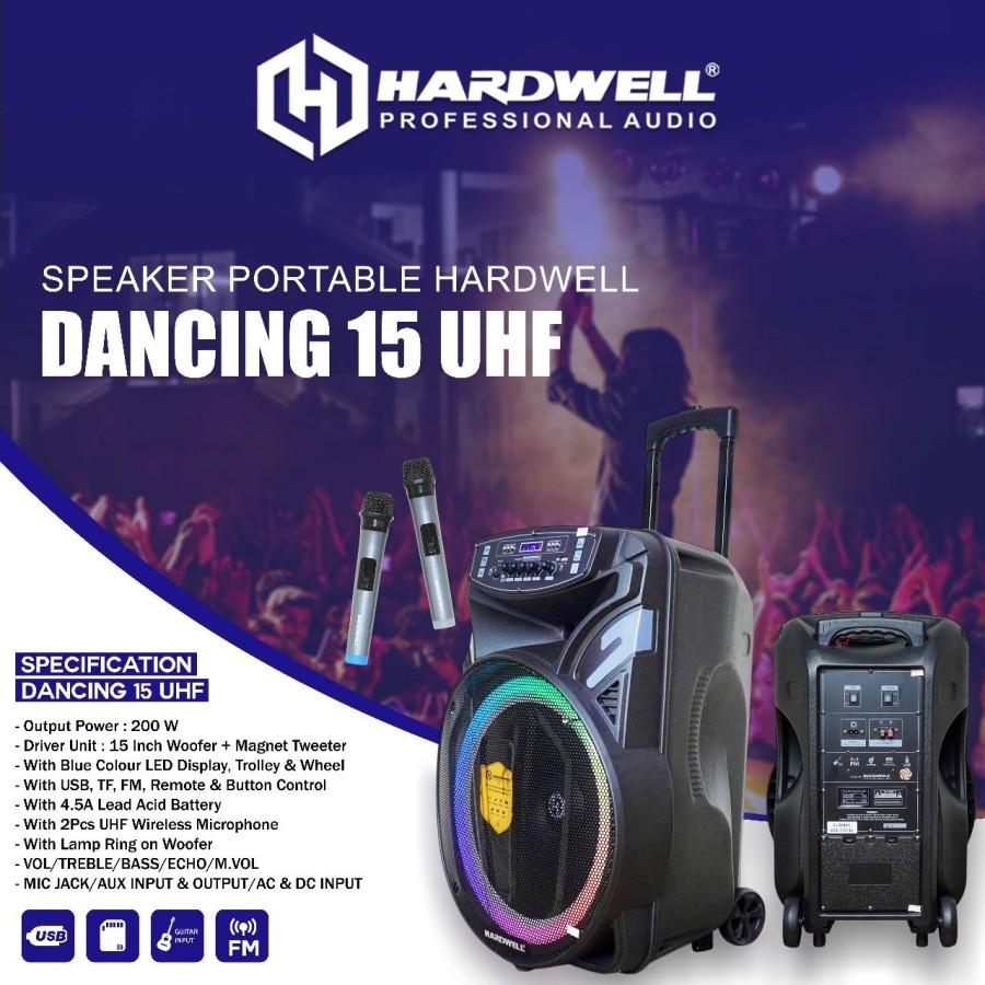 Hardwell Speaker Portable Dancing 15 UHF | Hardwell Dancing 15UHF Speaker Portable Original